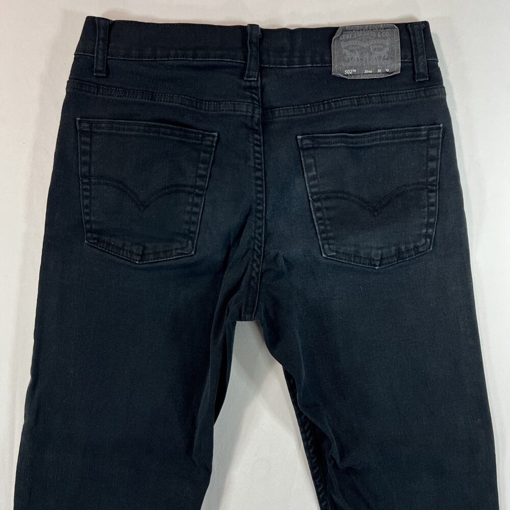 LEVI'S 502 Black Denim Jeans Boys Size 20 30x30 Regular Taper